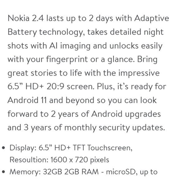 Nokia 2.4 TA-1274 6.5" 32GB Dual-Sim GSM Android Smartphone in Dusk - Picture 10 of 13